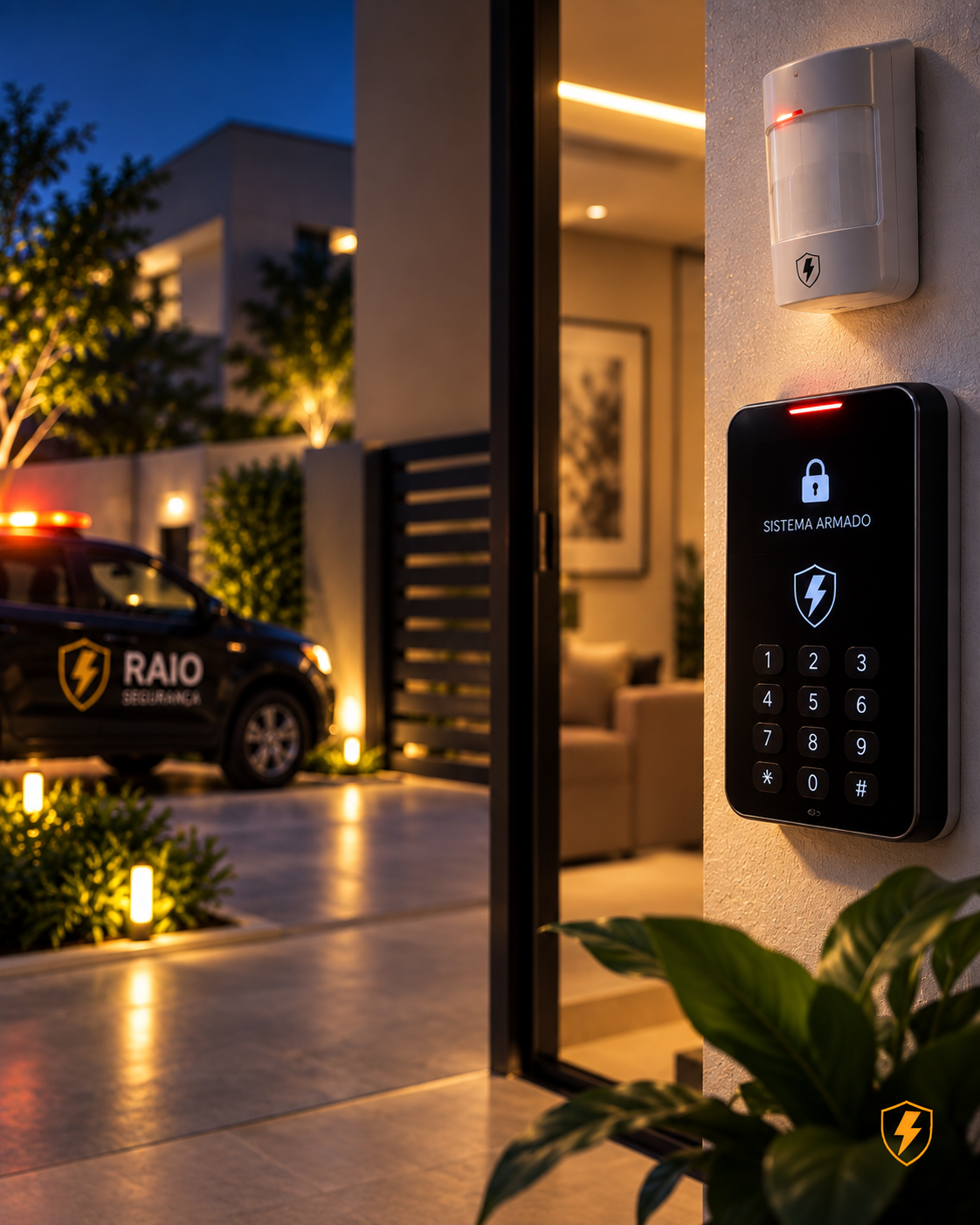 Sensor de alarme instalado em ambiente protegido